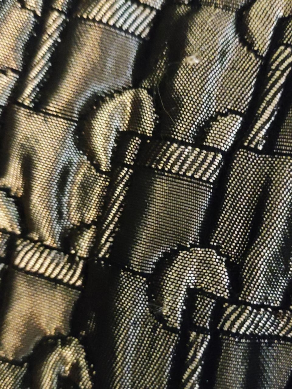 Textured Black Metallic Double-Breasted Trench Coat - Picture 5 of 6